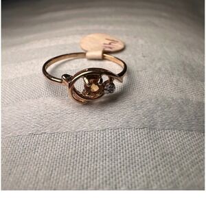 Vintage 14K Yellow Gold Citrine and Diamond Bypass Swirl Ring Fine Jewelry